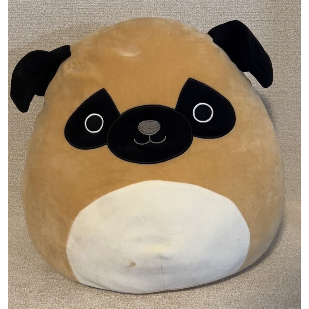 Squishmallows Prince Pug 15" Kellytoy Animal Dog Polyester 2020 Tan Black soft